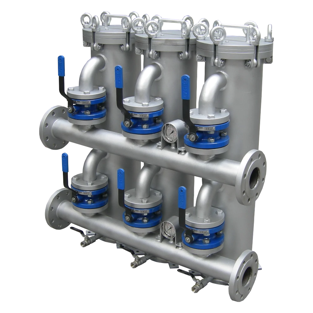 Filtry workowe trójkolumnowe z przepustnicami